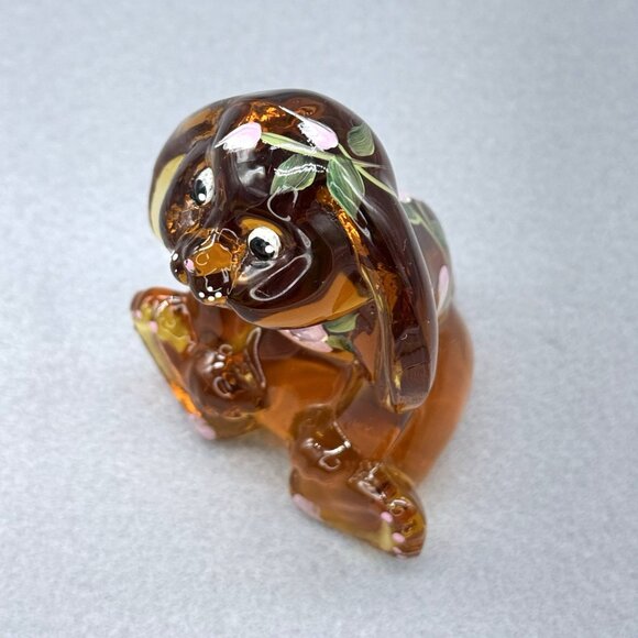 Lenox Fenton Art Glass Floppy Ear Rabbit Amber Art Glass Figure Sheela Miller - Picture 10 of 14